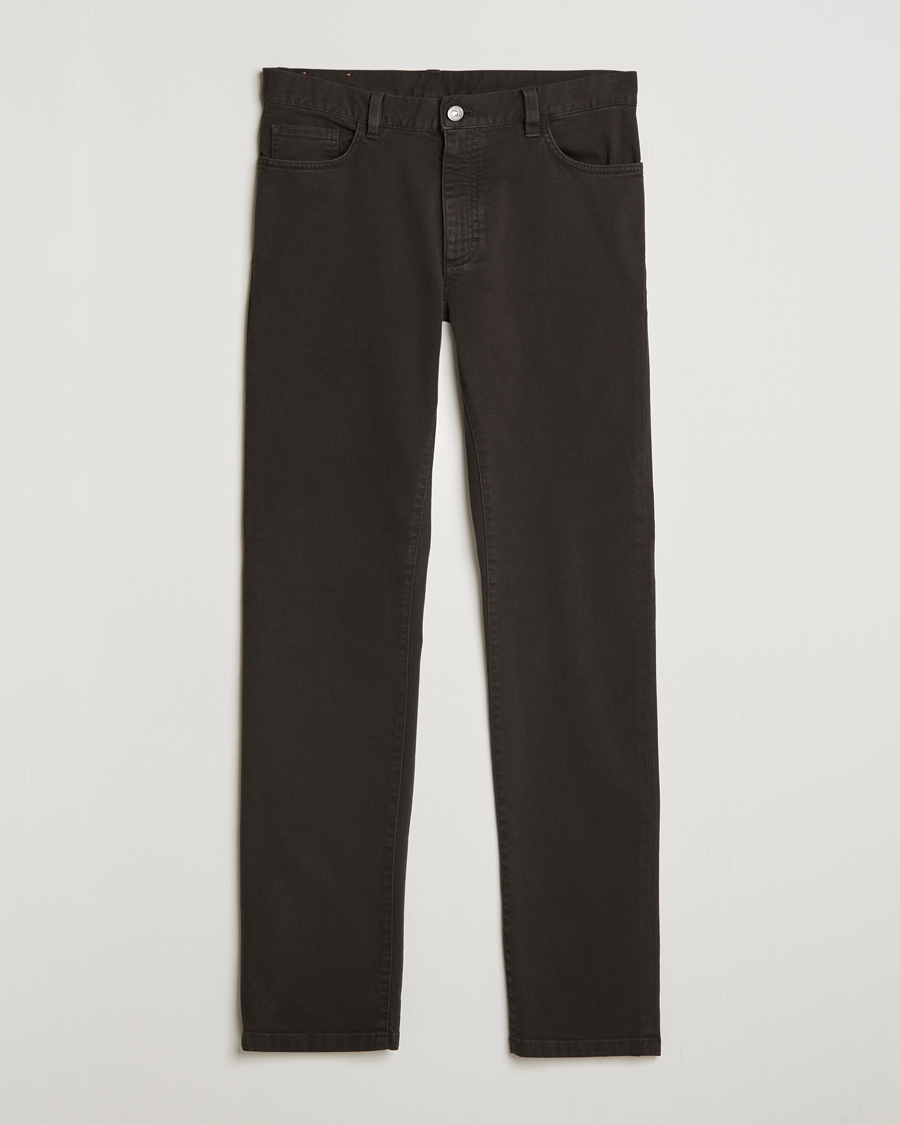 Mies | Housut | Zegna | 5-Pocket Comfort Denim Pants Dark Brown