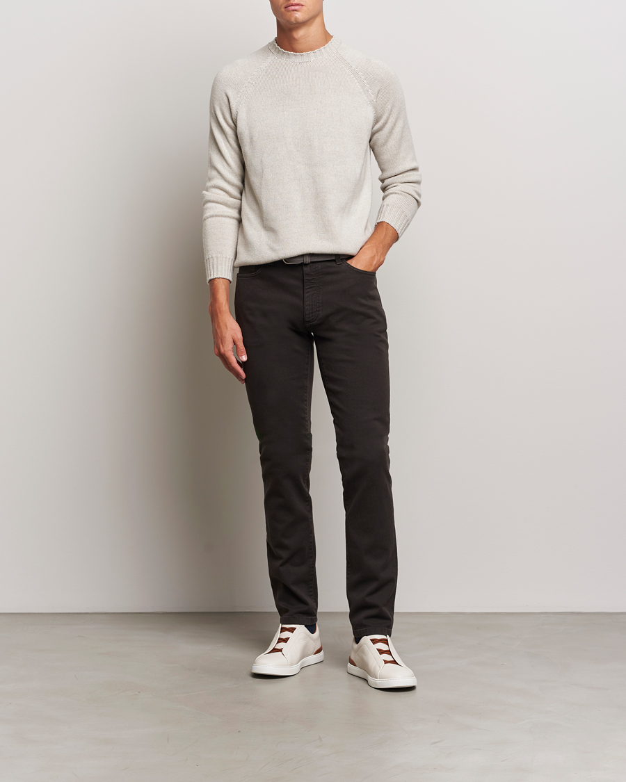 Mies | Housut | Zegna | 5-Pocket Comfort Denim Pants Dark Brown