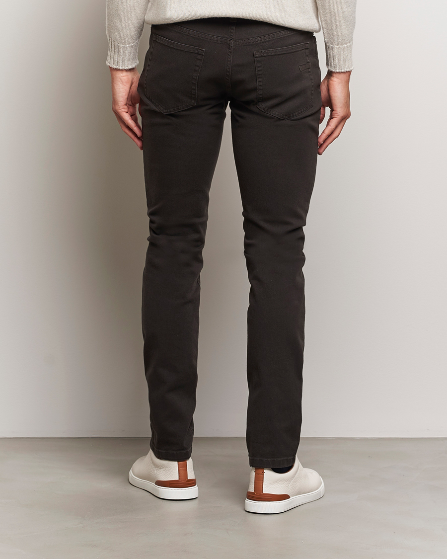 Mies | Housut | Zegna | 5-Pocket Comfort Denim Pants Dark Brown