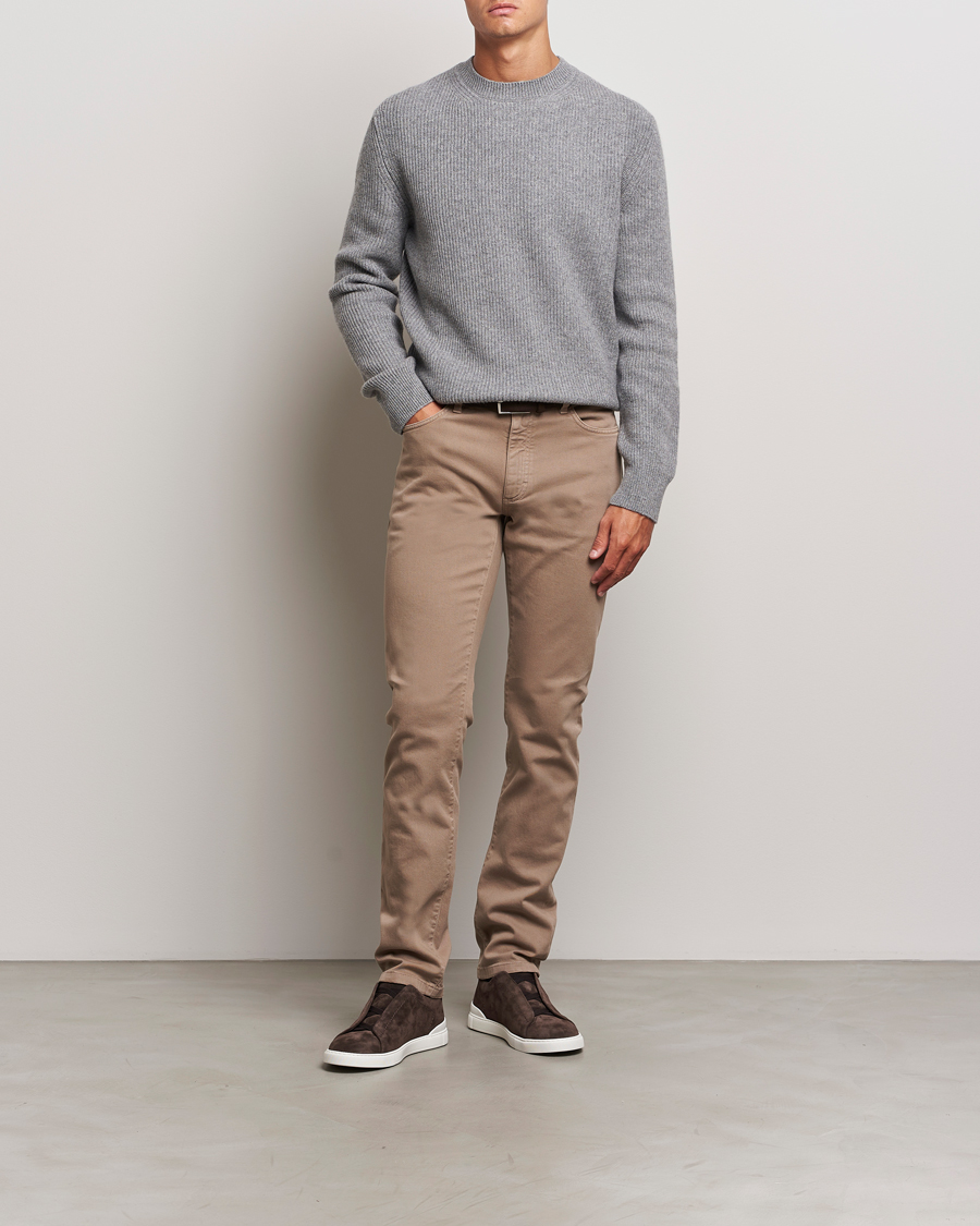 Mies | Housut | Zegna | 5-Pocket Comfort Denim Pants Beige