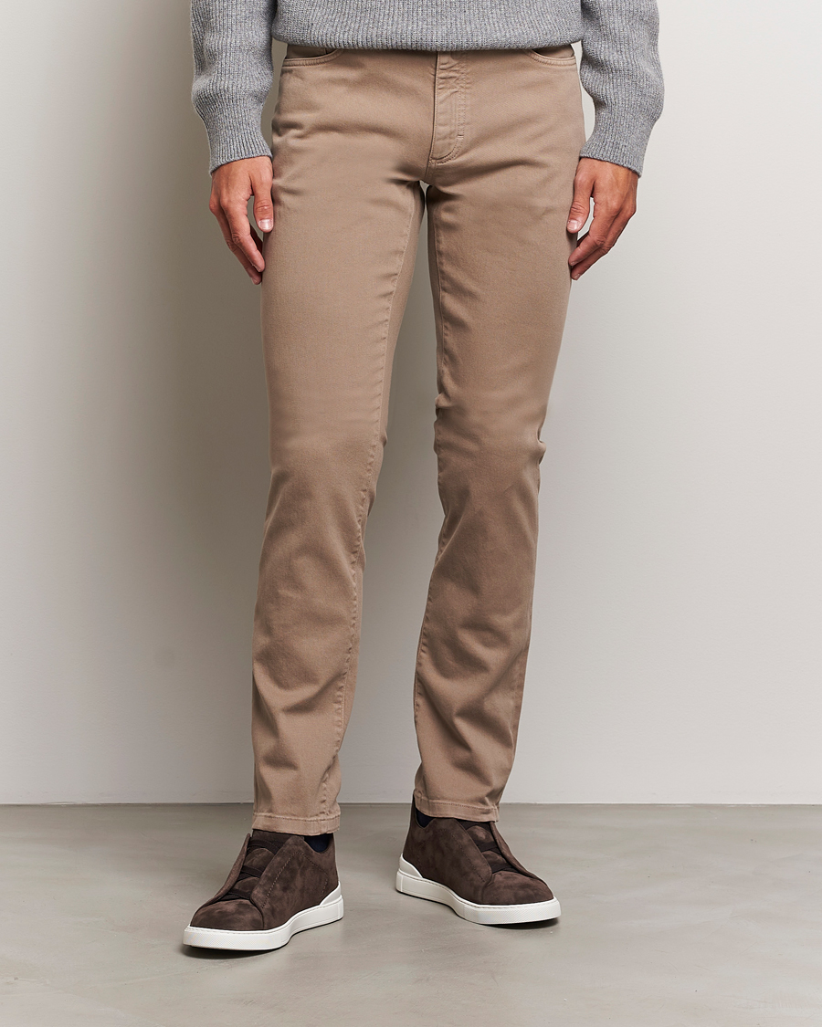 Mies | Housut | Zegna | 5-Pocket Comfort Denim Pants Beige