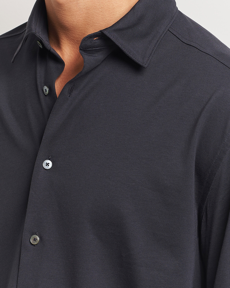 Mies | Kauluspaidat | Zegna | Cotton Jersey Shirt Navy