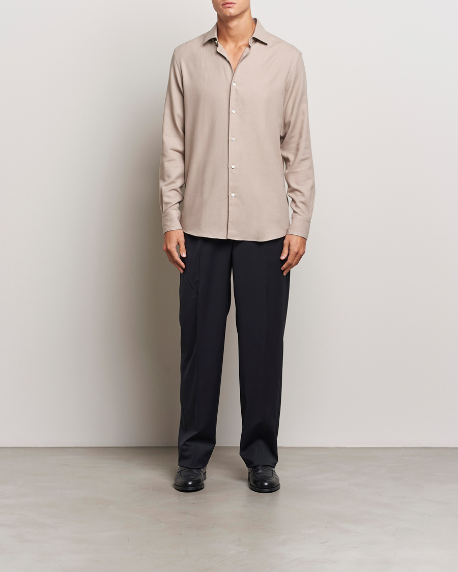 Mies | Kauluspaidat | Zegna | Cotton/Cashmere Shirt Beige