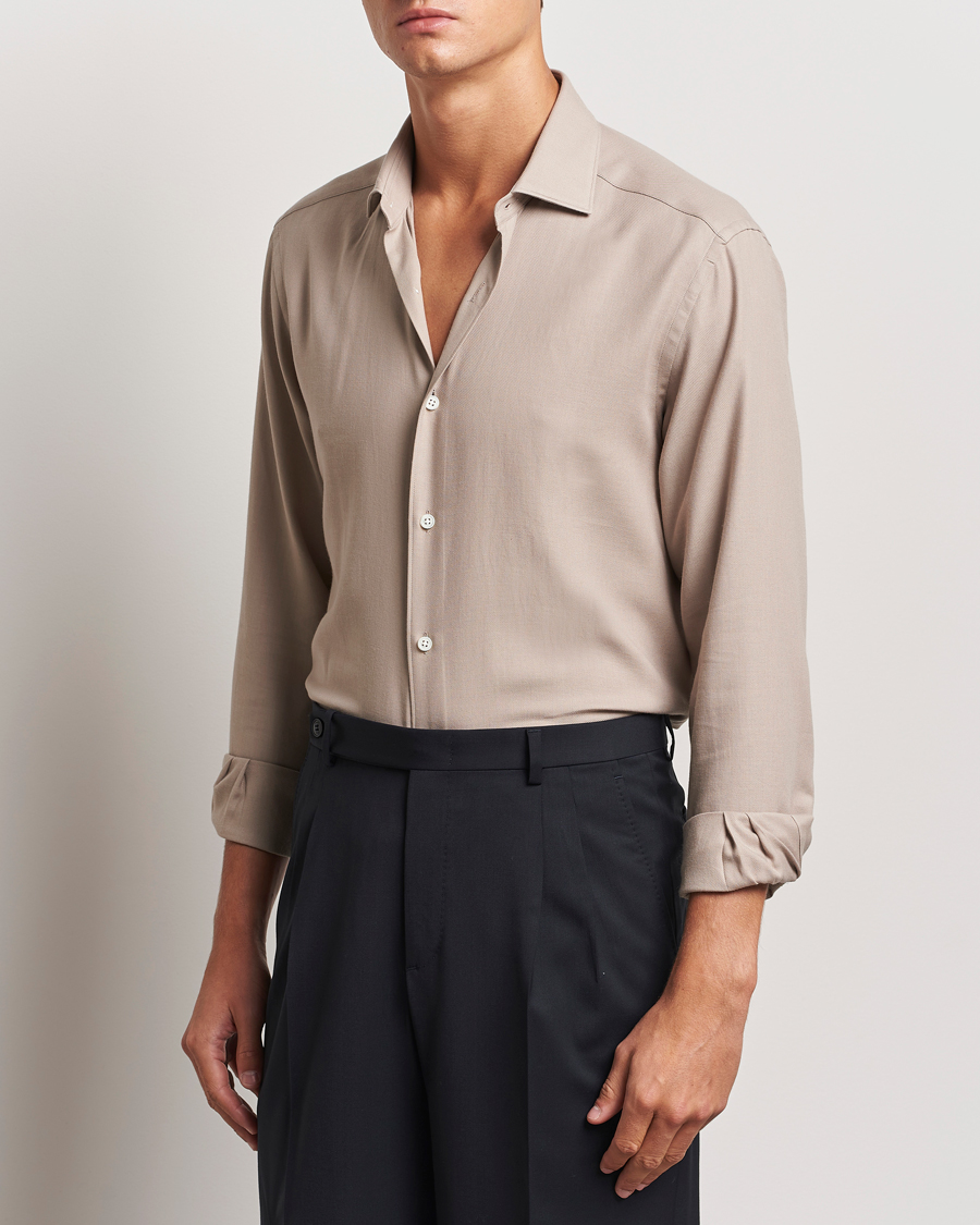 Mies | Kauluspaidat | Zegna | Cotton/Cashmere Shirt Beige