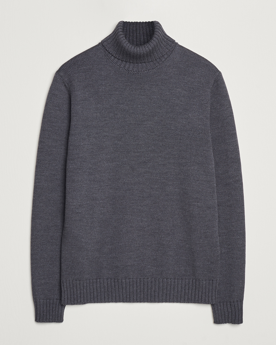 Mies | Puserot | Zanone | Virgin Merino Wool Rollneck Grey Melange