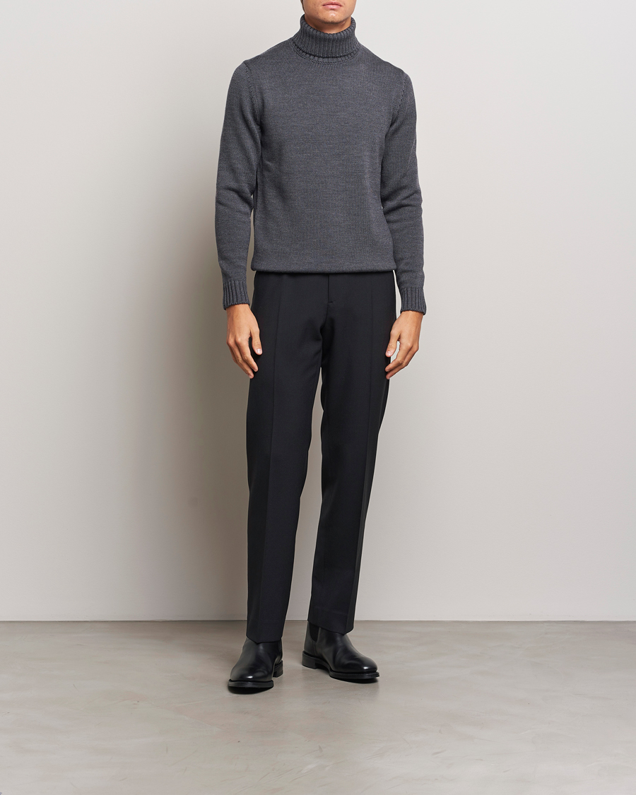 Mies | Puserot | Zanone | Virgin Merino Wool Rollneck Grey Melange