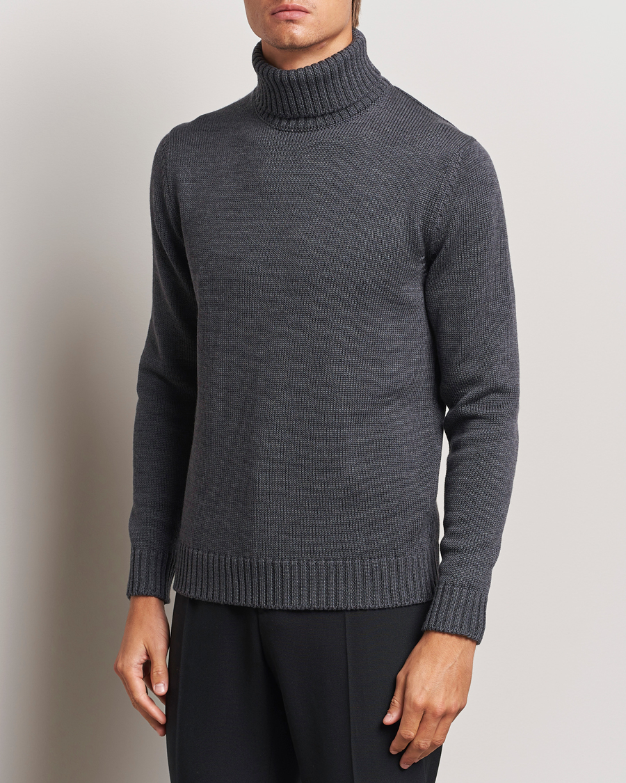Mies | Puserot | Zanone | Virgin Merino Wool Rollneck Grey Melange