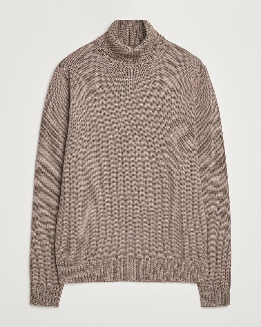 Mies | Puserot | Zanone | Virgin Merino Wool Rollneck Taupe