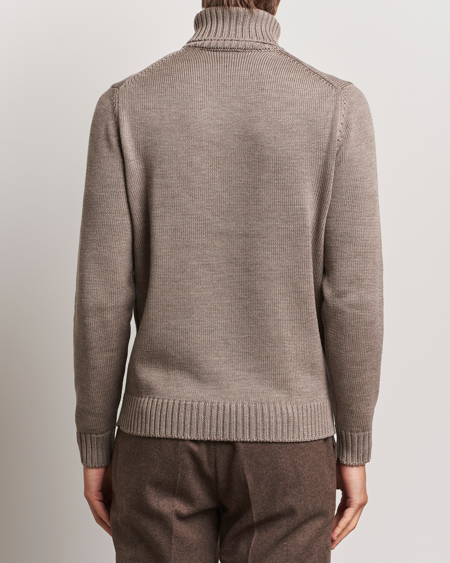 Mies | Puserot | Zanone | Virgin Merino Wool Rollneck Taupe