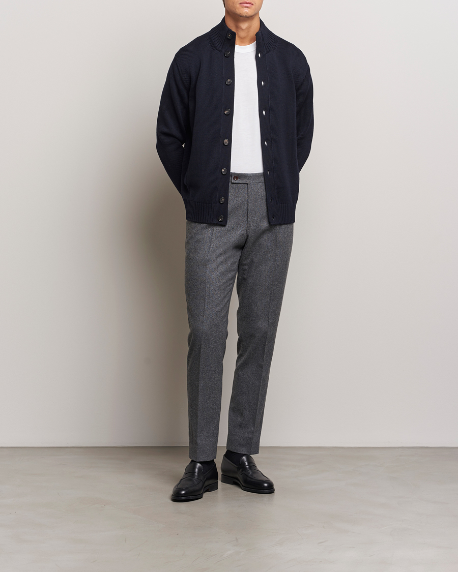 Mies | Puserot | Zanone | Virgin Merino Wool Chioto Cardigan Navy