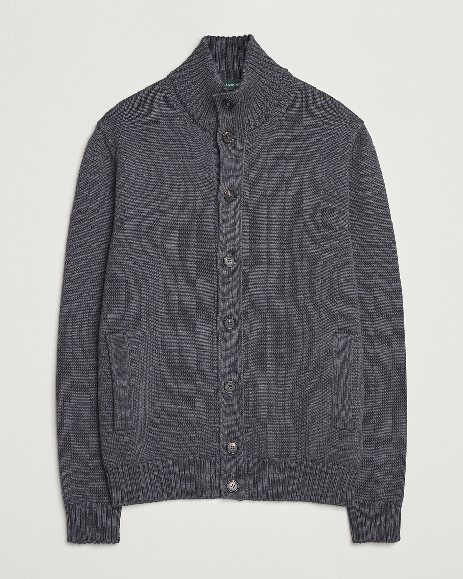 Mies | Puserot | Zanone | Virgin Merino Wool Chioto Cardigan Grey Melange