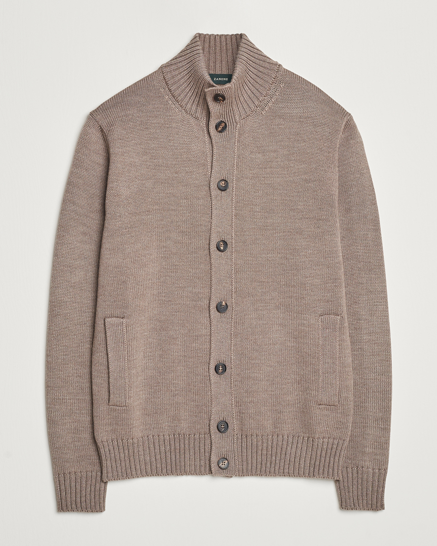Mies | Puserot | Zanone | Virgin Merino Wool Chioto Cardigan Taupe