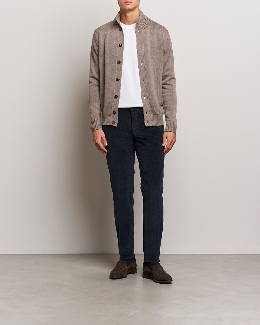 Mies | Puserot | Zanone | Virgin Merino Wool Chioto Cardigan Taupe
