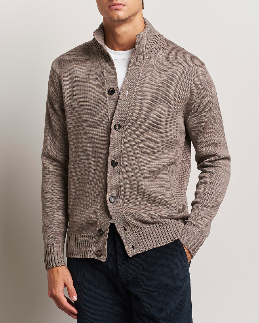 Mies | Puserot | Zanone | Virgin Merino Wool Chioto Cardigan Taupe