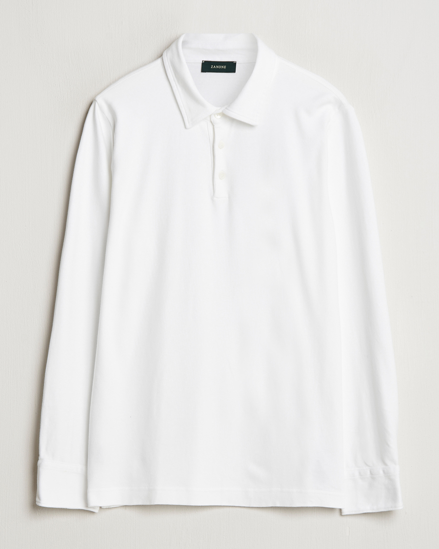 Mies | Puserot | Zanone | Heavy Jersey Long Sleeve Polo White