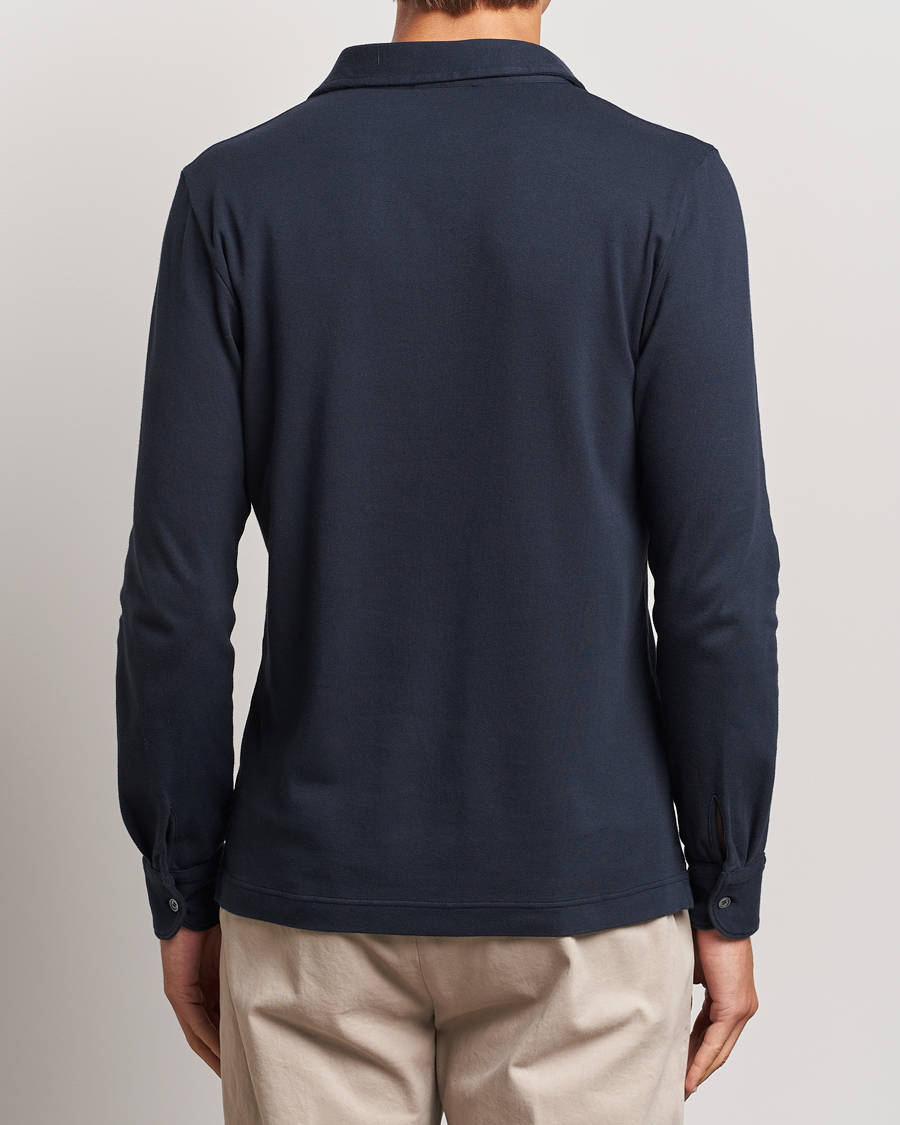 Mies | Puserot | Zanone | Heavy Jersey Long Sleeve Polo Navy