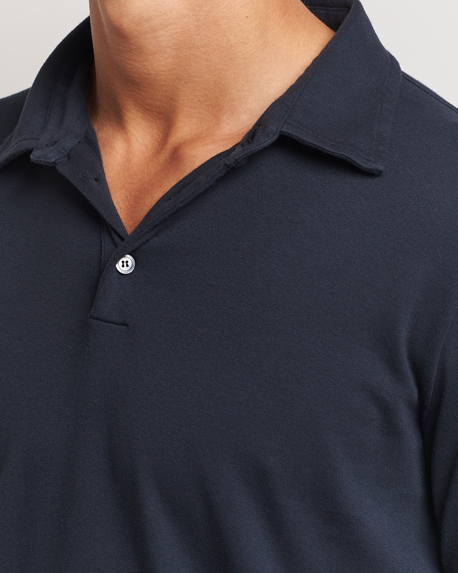 Mies | Puserot | Zanone | Heavy Jersey Long Sleeve Polo Navy