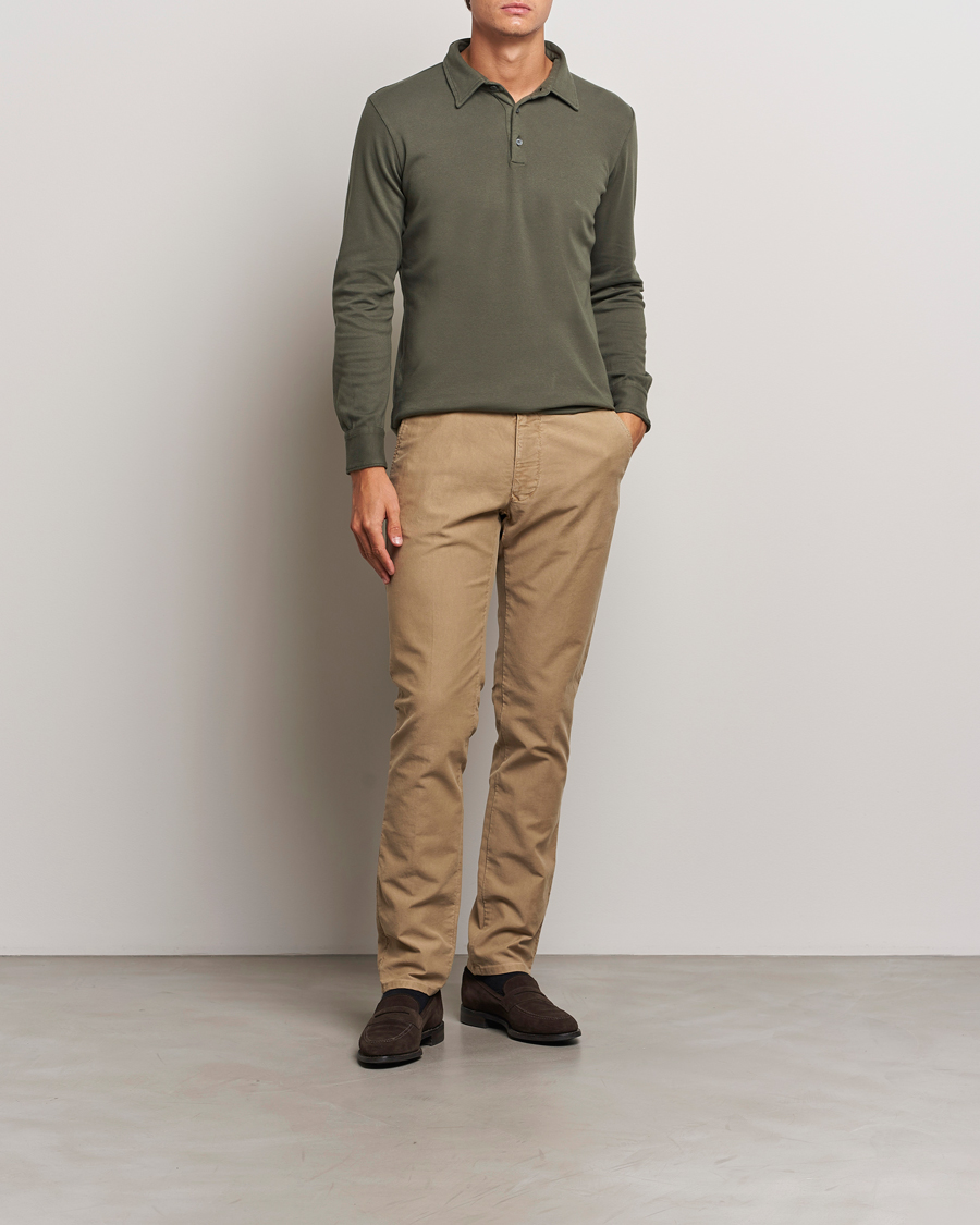 Mies | Puserot | Zanone | Heavy Jersey Long Sleeve Polo Olive
