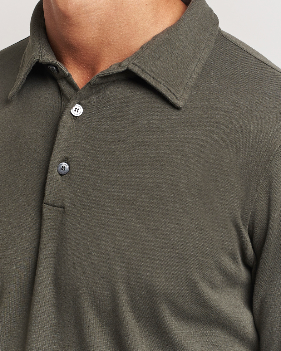 Mies | Puserot | Zanone | Heavy Jersey Long Sleeve Polo Olive