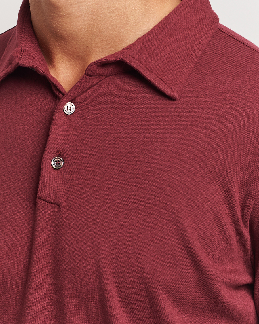 Mies | Puserot | Zanone | Heavy Jersey Long Sleeve Polo Bordeaux