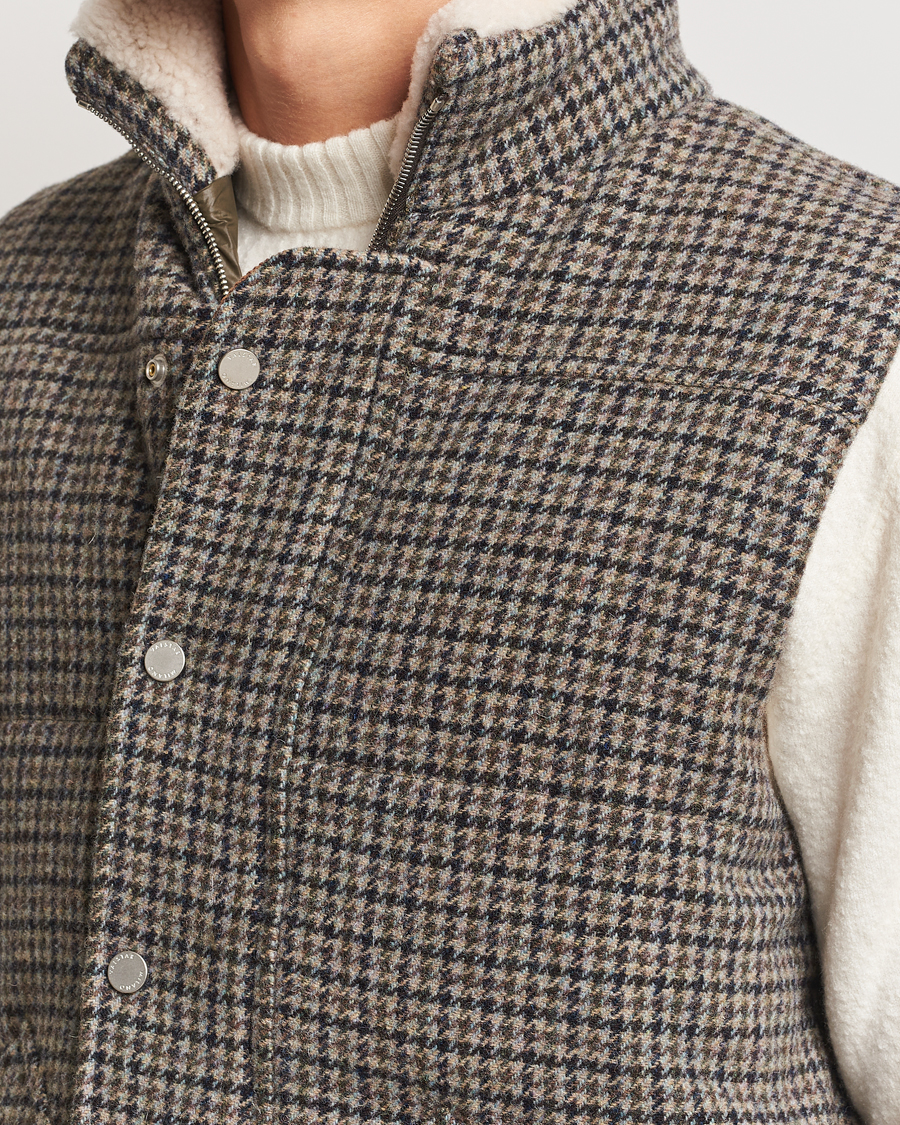 Mies | Takit | Valstar | Shearling Collar Down Vest Grey Houndstooth