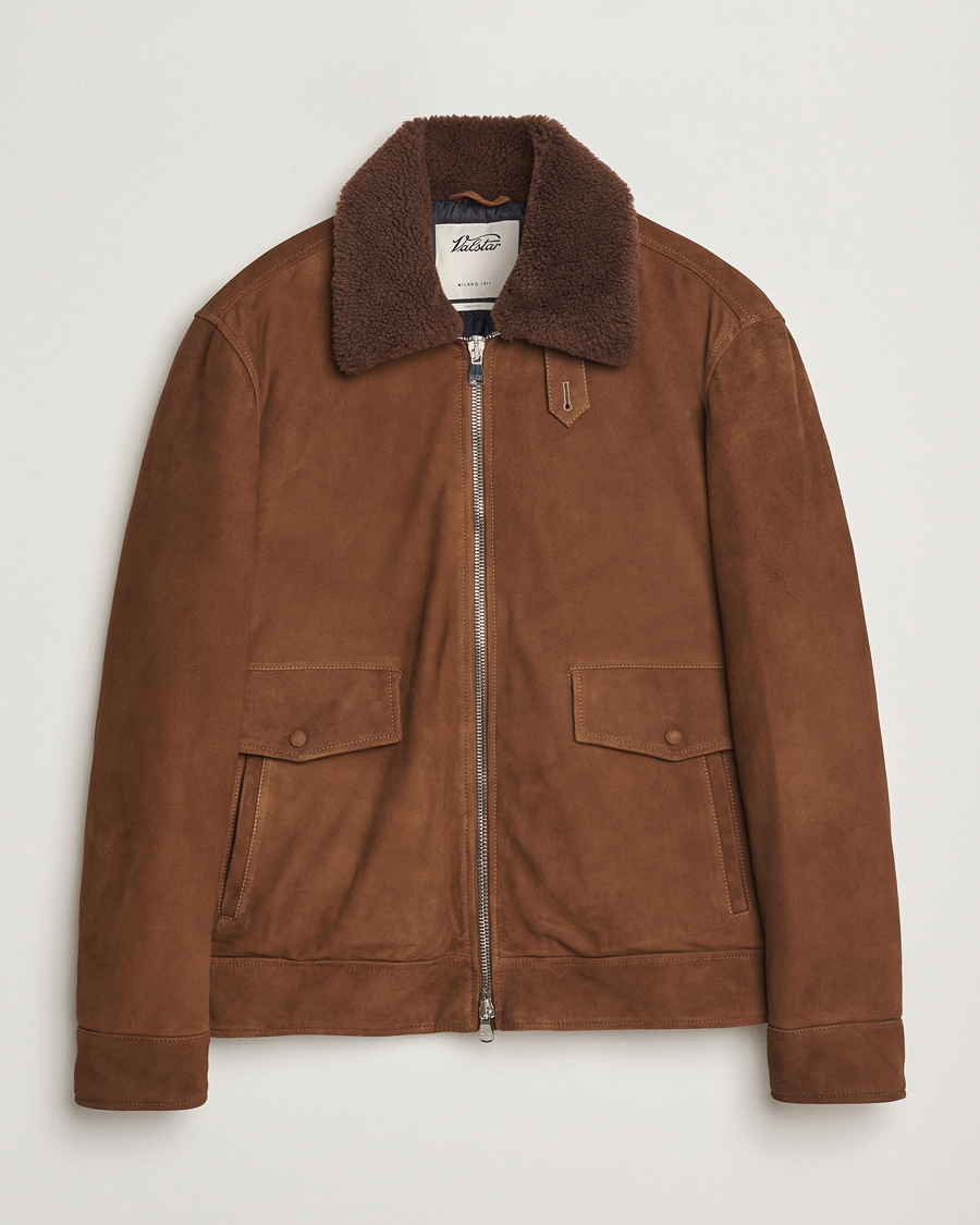 Mies | Takit | Valstar | Goose Down Shearling Flight Jacket Brown Suede