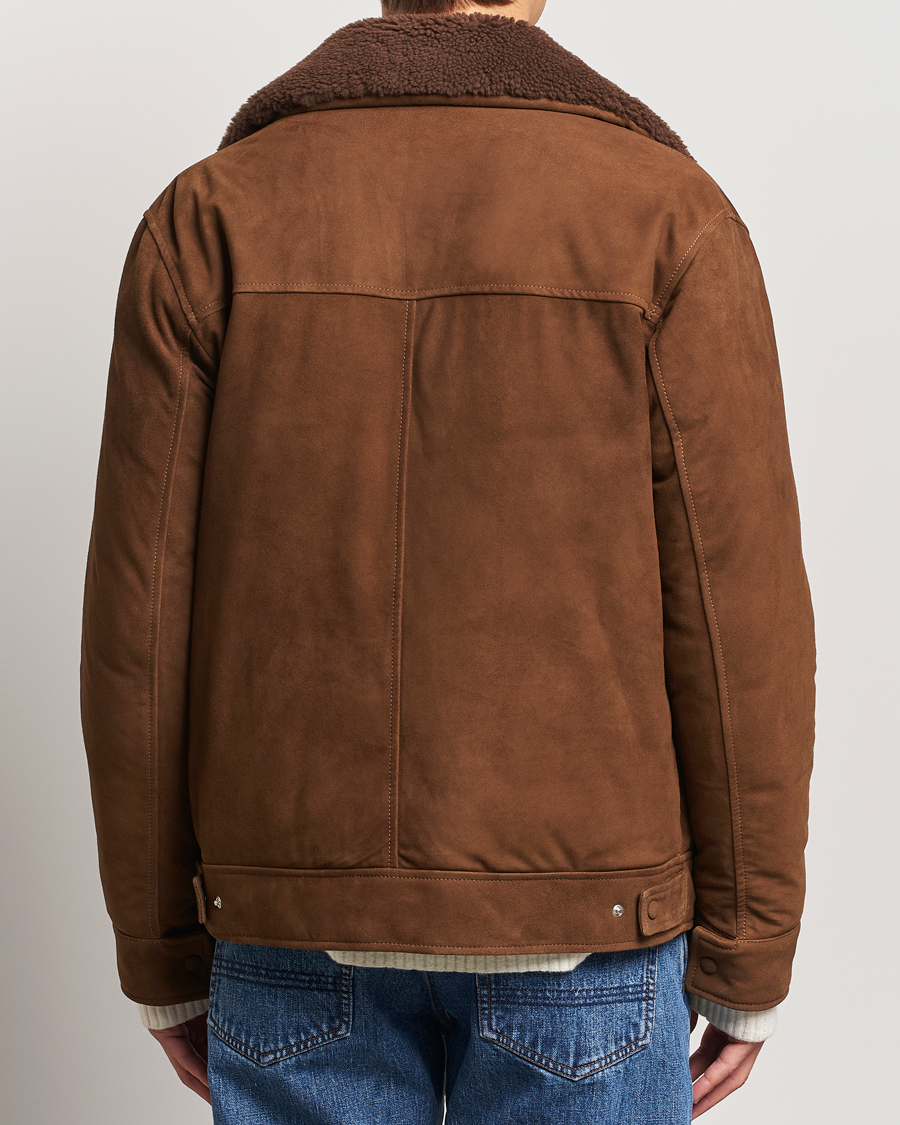 Mies | Takit | Valstar | Goose Down Shearling Flight Jacket Brown Suede