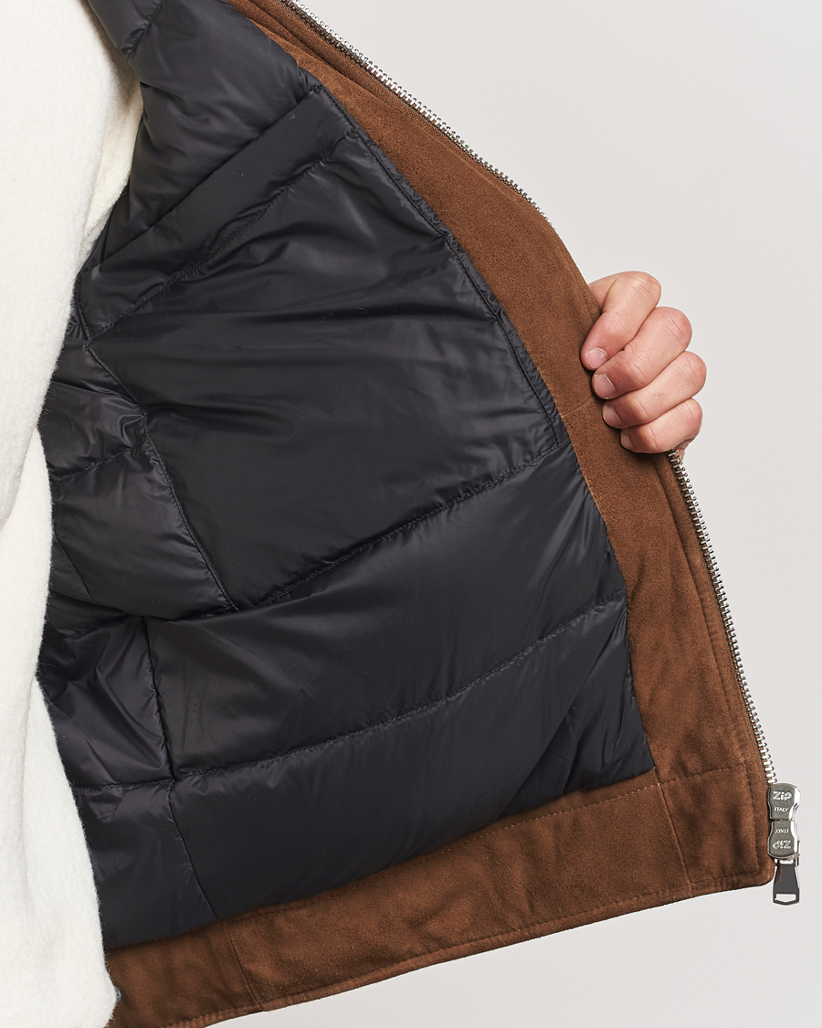 Mies | Takit | Valstar | Goose Down Shearling Flight Jacket Brown Suede