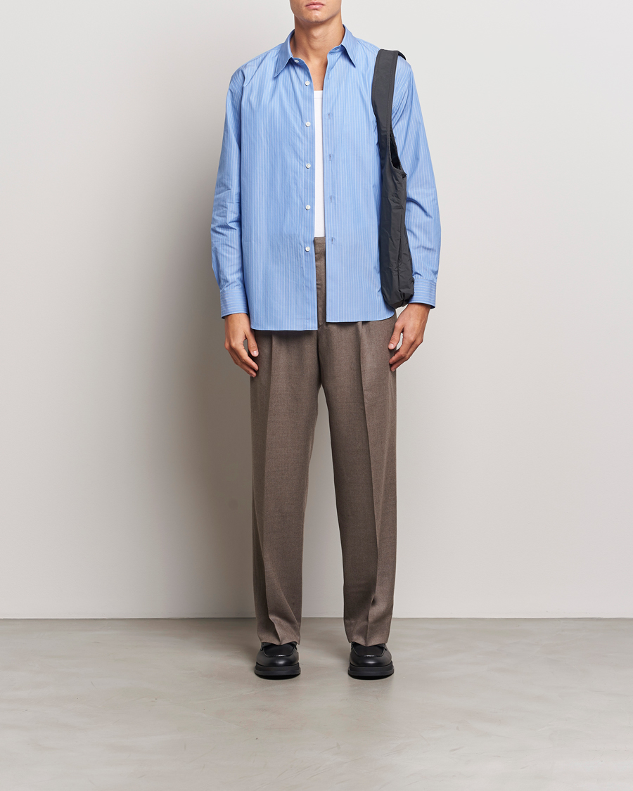 Mies | Kauluspaidat | Auralee | Suvin Cloth Striped Shirt Sax Blue