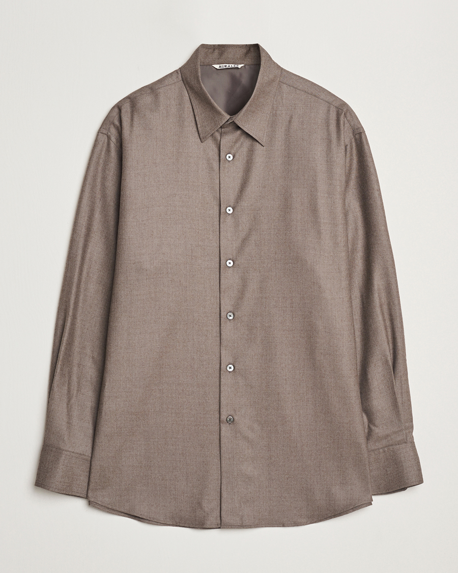 Mies | Kauluspaidat | Auralee | Superlight Wool Shirt Top Brown