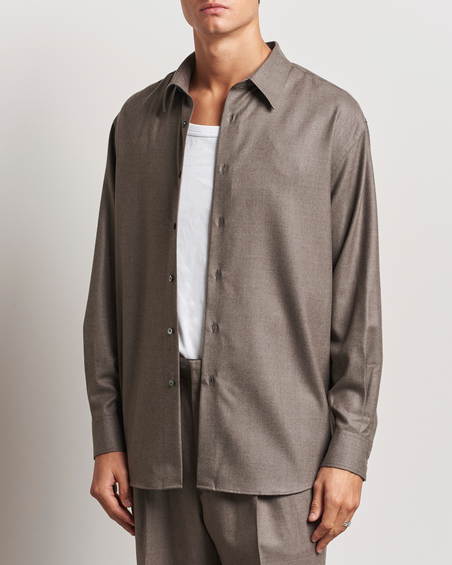Mies | Kauluspaidat | Auralee | Superlight Wool Shirt Top Brown