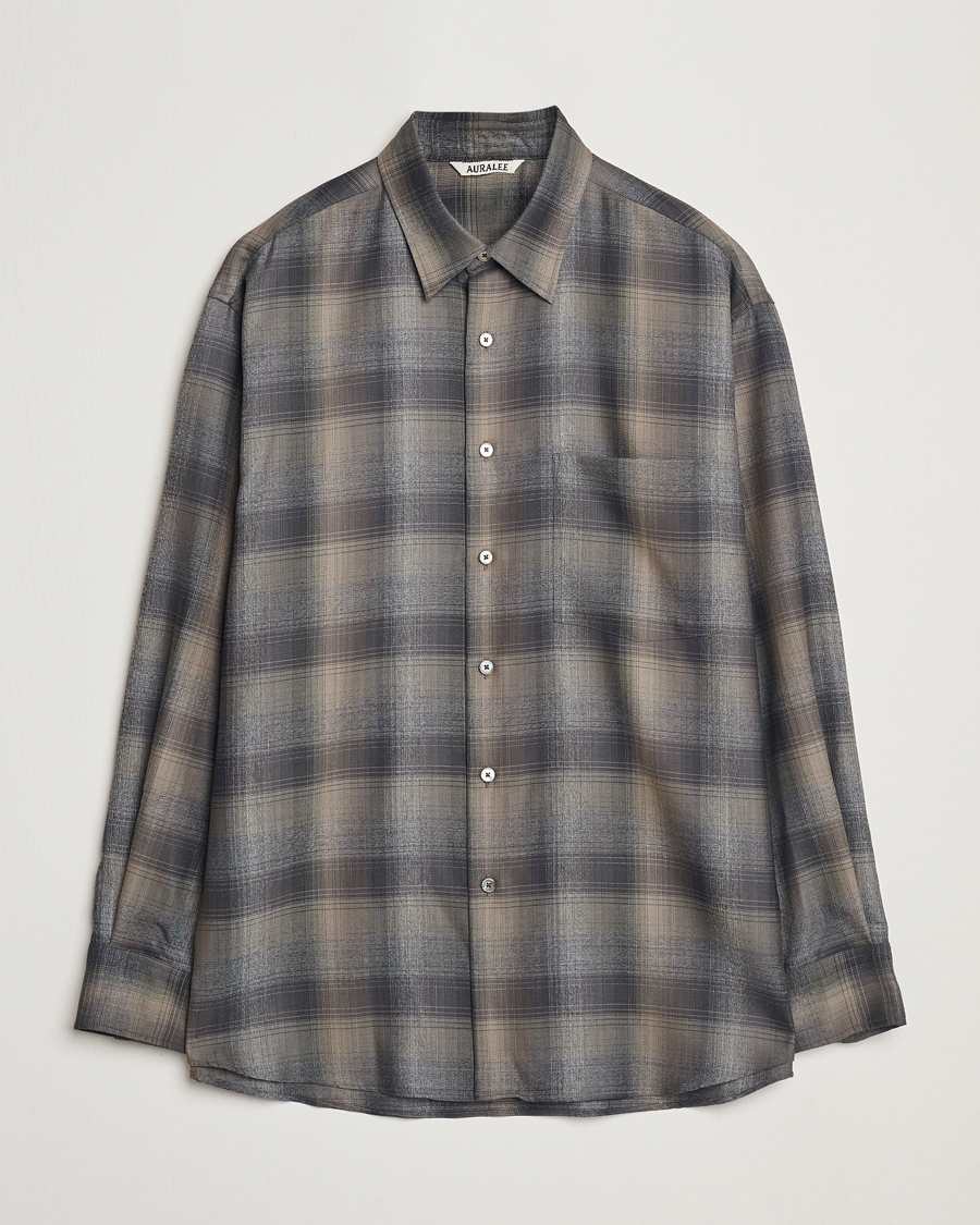 Mies | Kauluspaidat | Auralee | Superlight Wool Shirt Charcoal Check