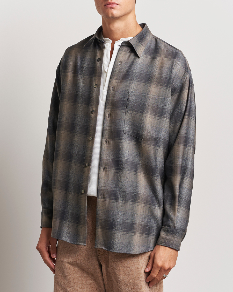 Mies | Kauluspaidat | Auralee | Superlight Wool Shirt Charcoal Check