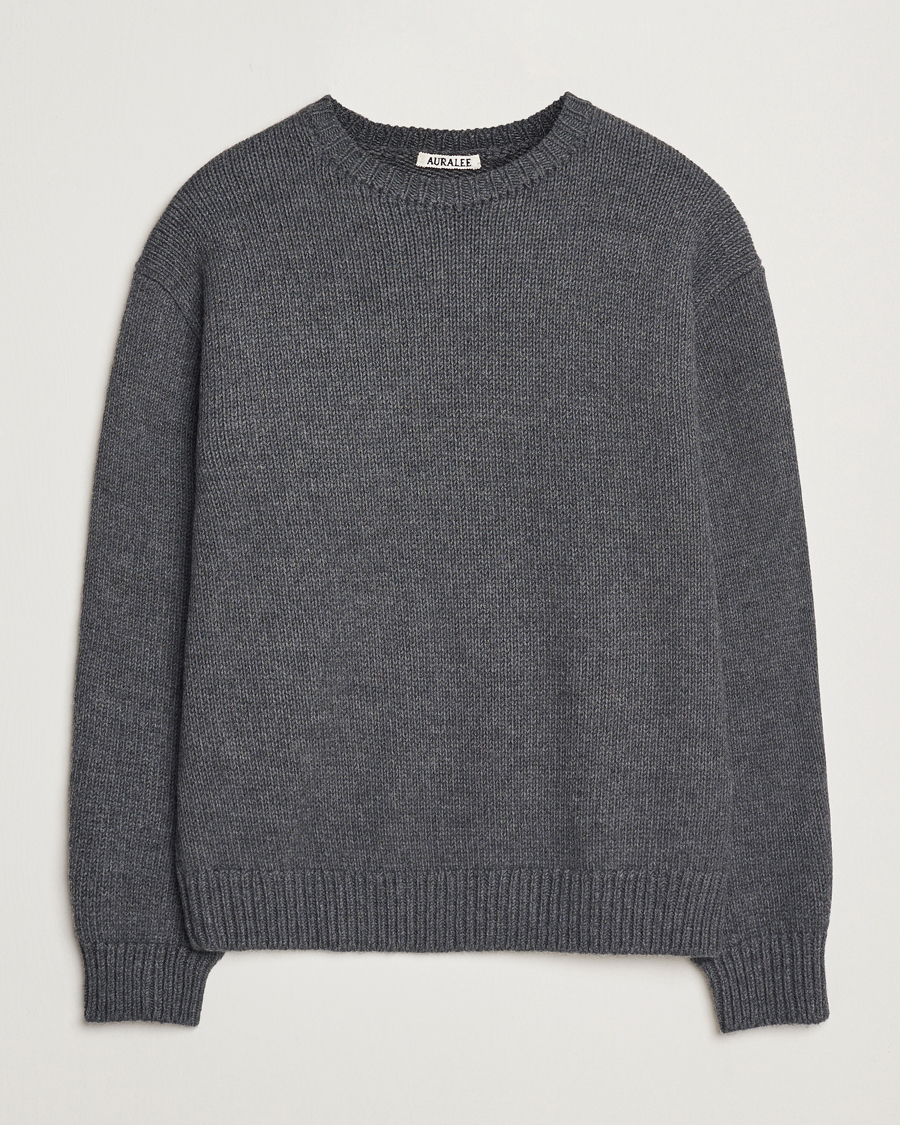 Mies | Puserot | Auralee | Soft Wool Cord Pullover Charcoal