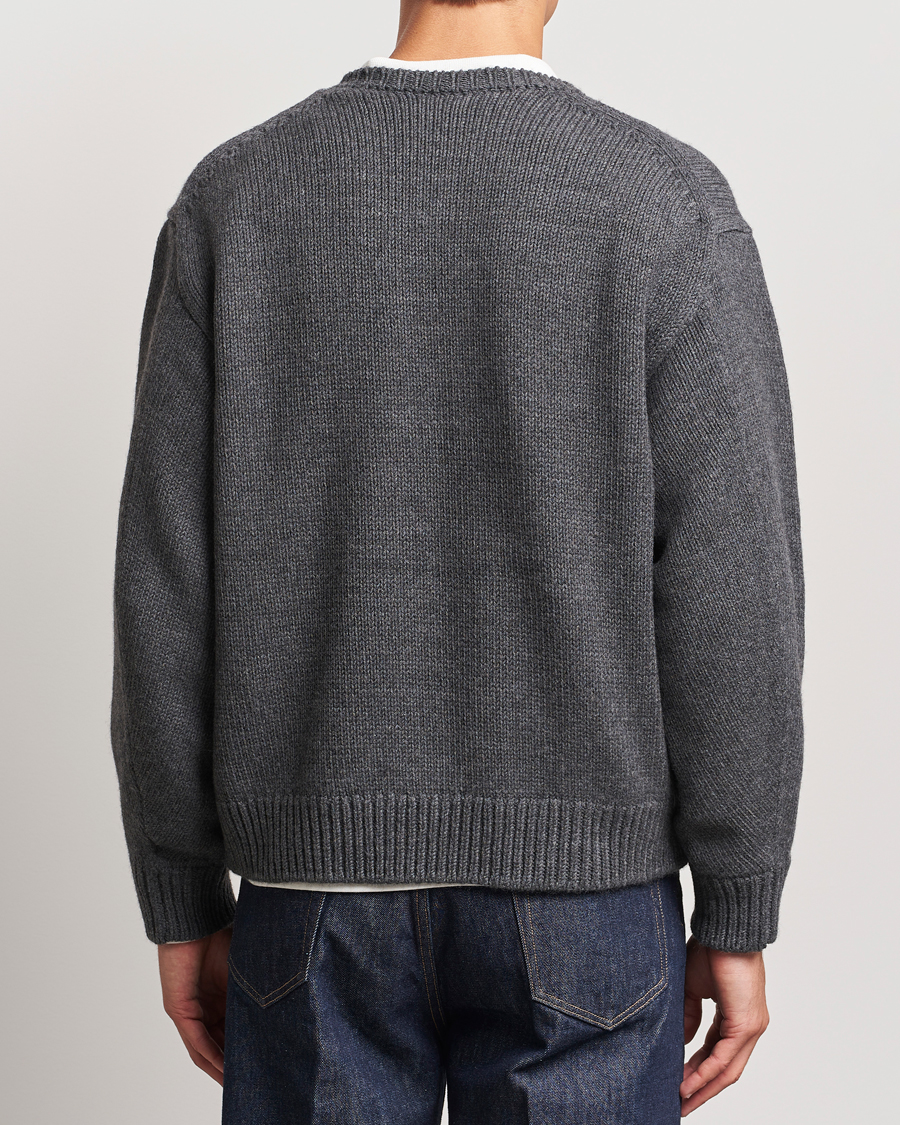 Mies | Puserot | Auralee | Soft Wool Cord Pullover Charcoal