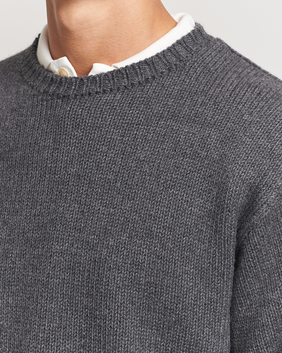 Mies | Puserot | Auralee | Soft Wool Cord Pullover Charcoal