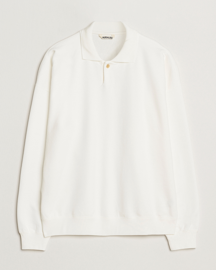 Mies | Puserot | Auralee | Pima Cotton Long Sleeve Polo White