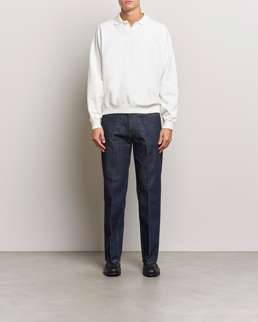Mies | Puserot | Auralee | Pima Cotton Long Sleeve Polo White