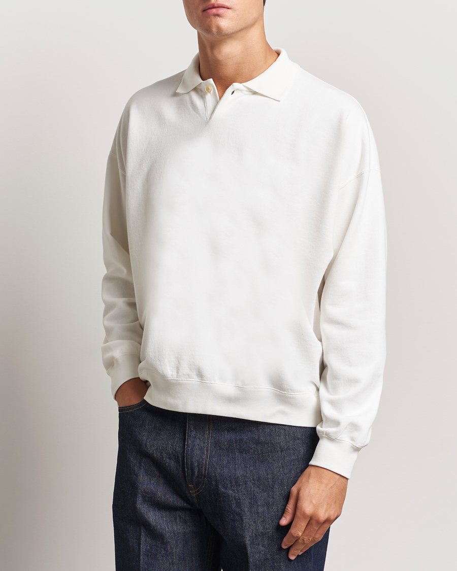 Mies | Puserot | Auralee | Pima Cotton Long Sleeve Polo White