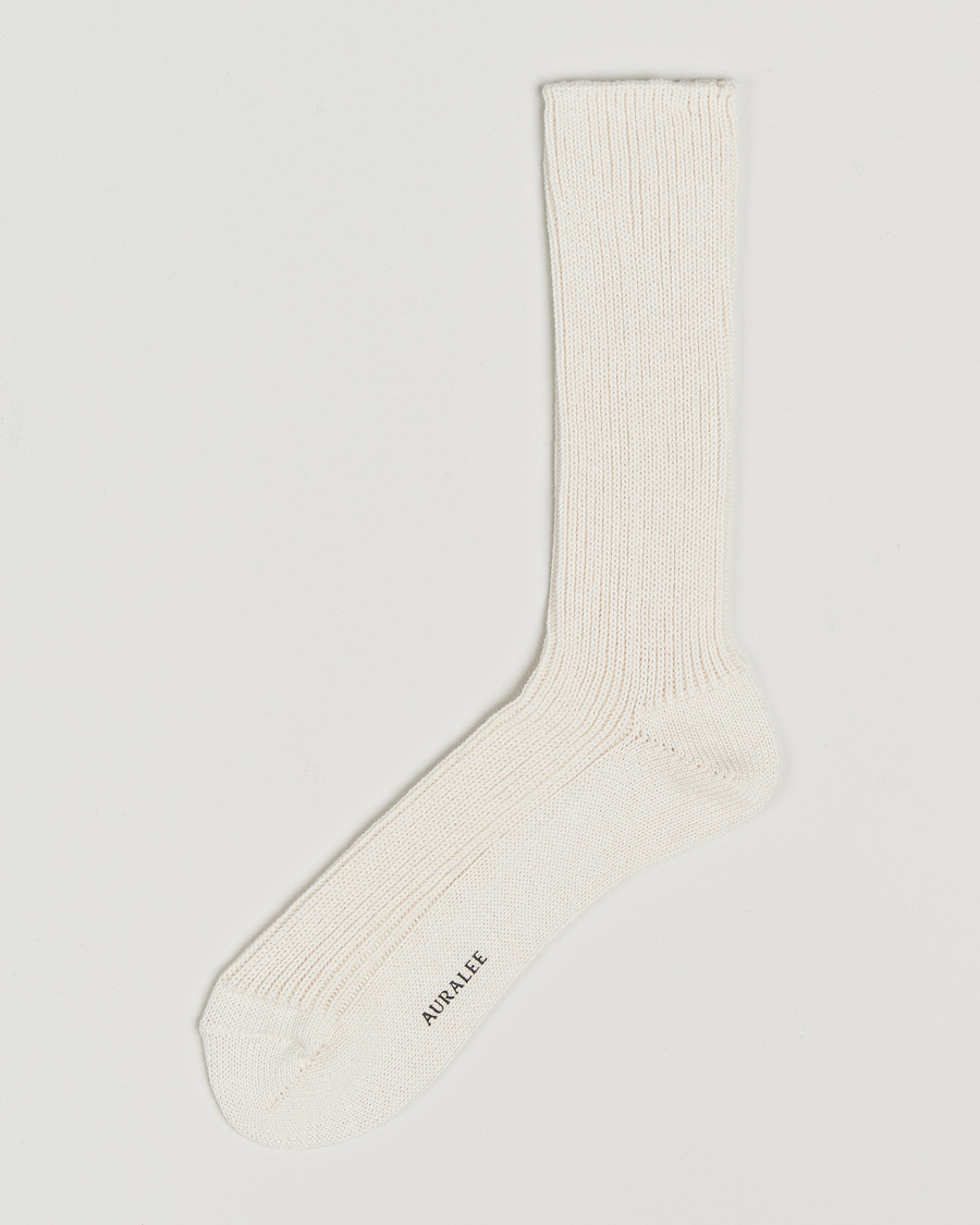 Mies | Alusvaatteet | Auralee | Cotton/Cashmere Socks Ivory