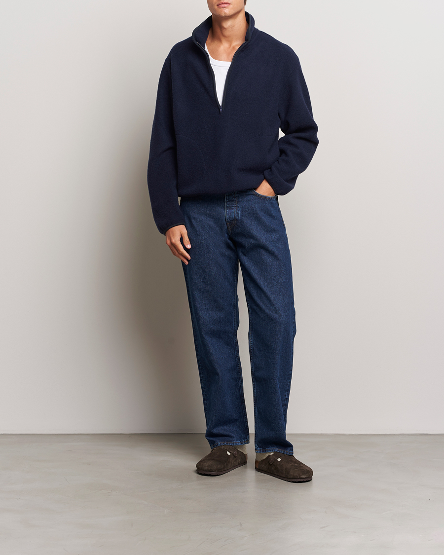 Mies | Puserot | Sunflower | Wool Half Zip Navy