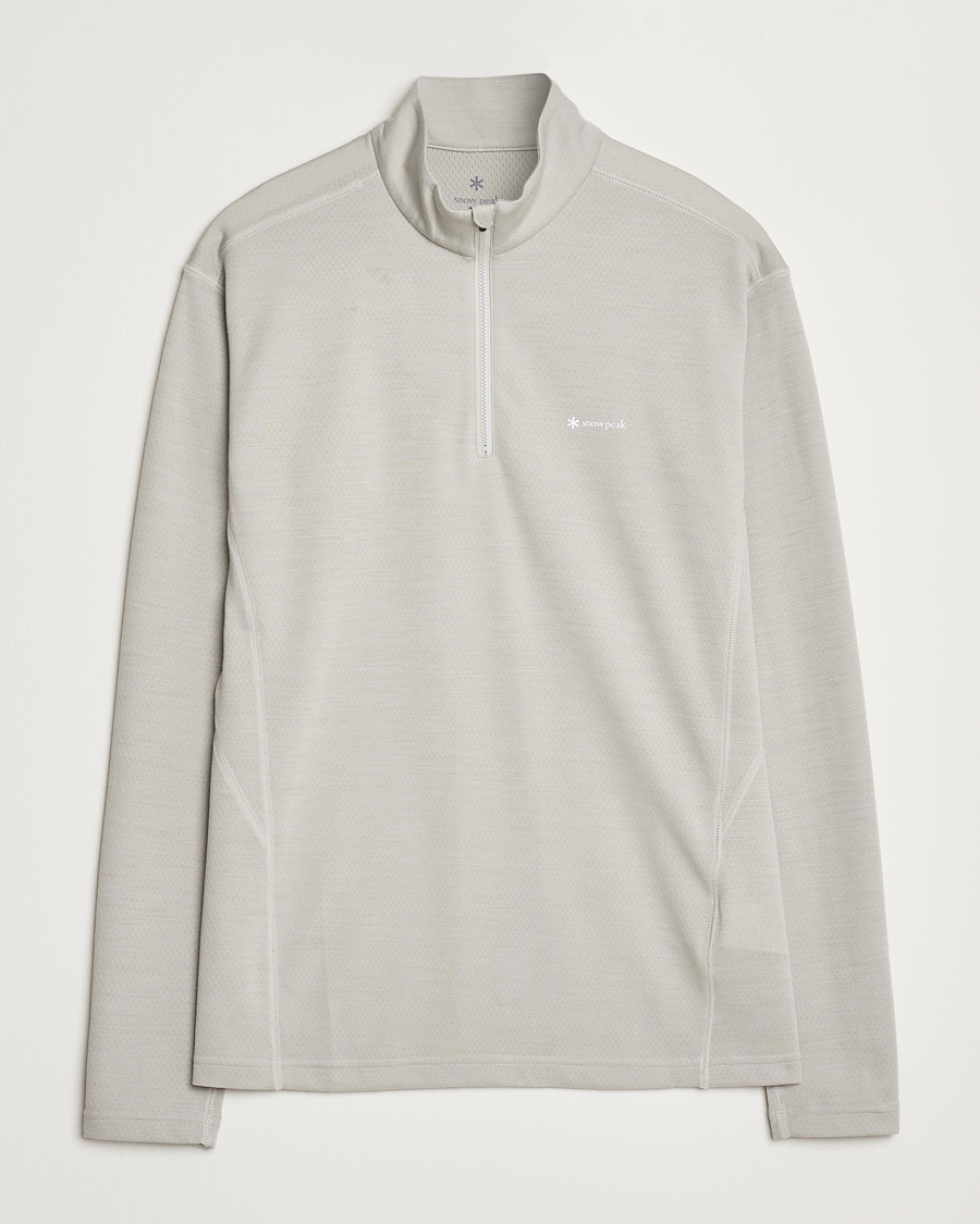 Mies | T-paidat | Snow Peak | Wool Blend Half Zip T-Shirt Icegrey