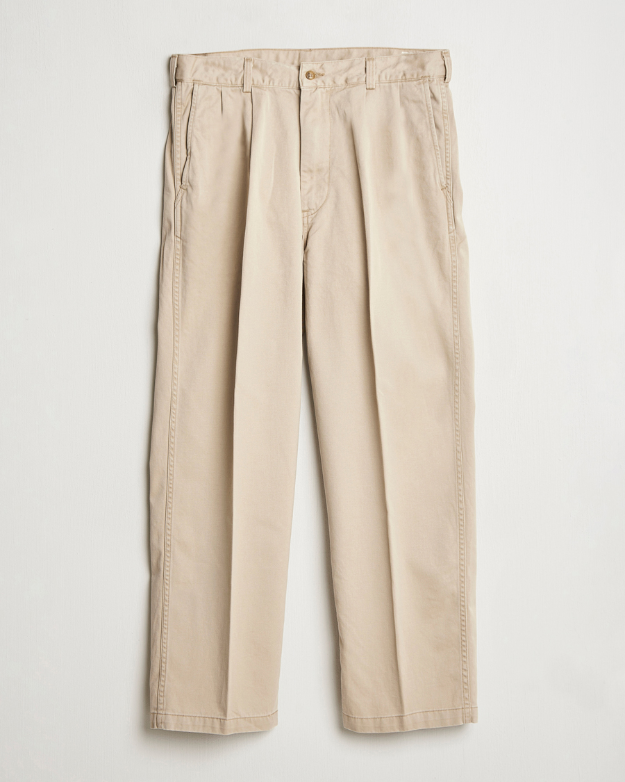 Mies | Housut | orSlow | Two Tuck Wide Trousers Khaki