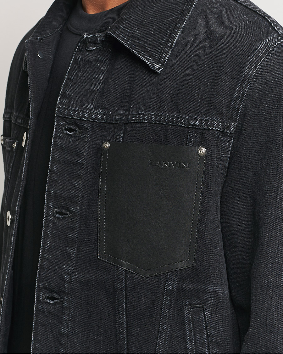 Mies | Takit | Lanvin | Leather Pocket Denim Jacket Black
