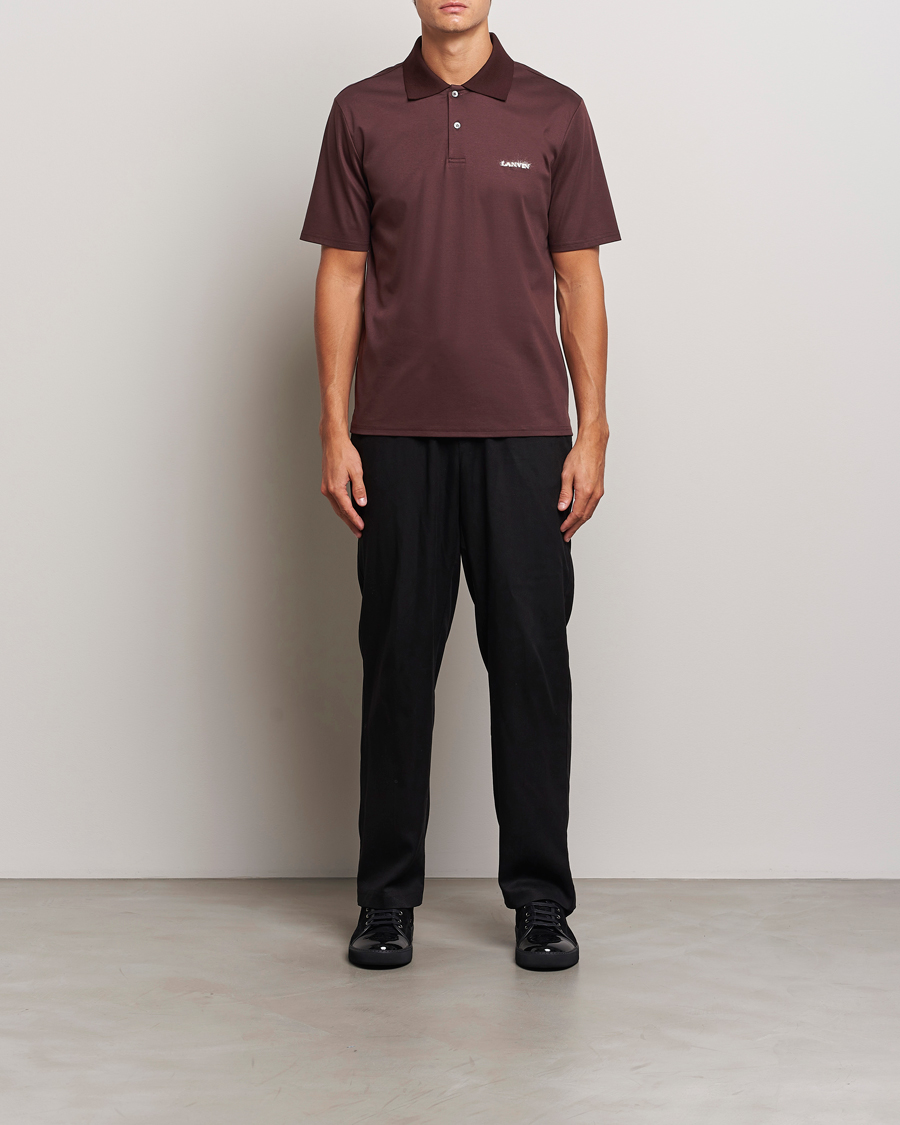 Mies | Pikeet | Lanvin | Mohair Logo Short Sleeve Polo Burgundy