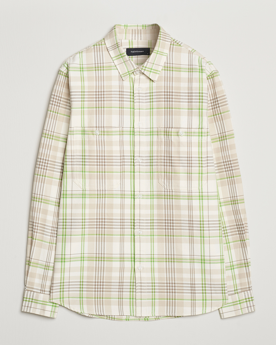 Mies | Kauluspaidat | Peak Performance | Heavy Flannel Cotton Shirt Checked Beige