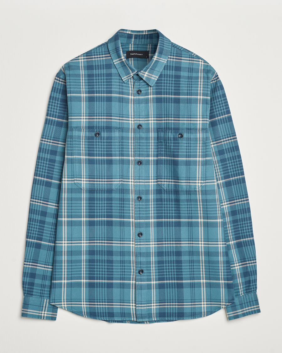 Mies | Kauluspaidat | Peak Performance | Heavy Flannel Cotton Shirt Checked Blue