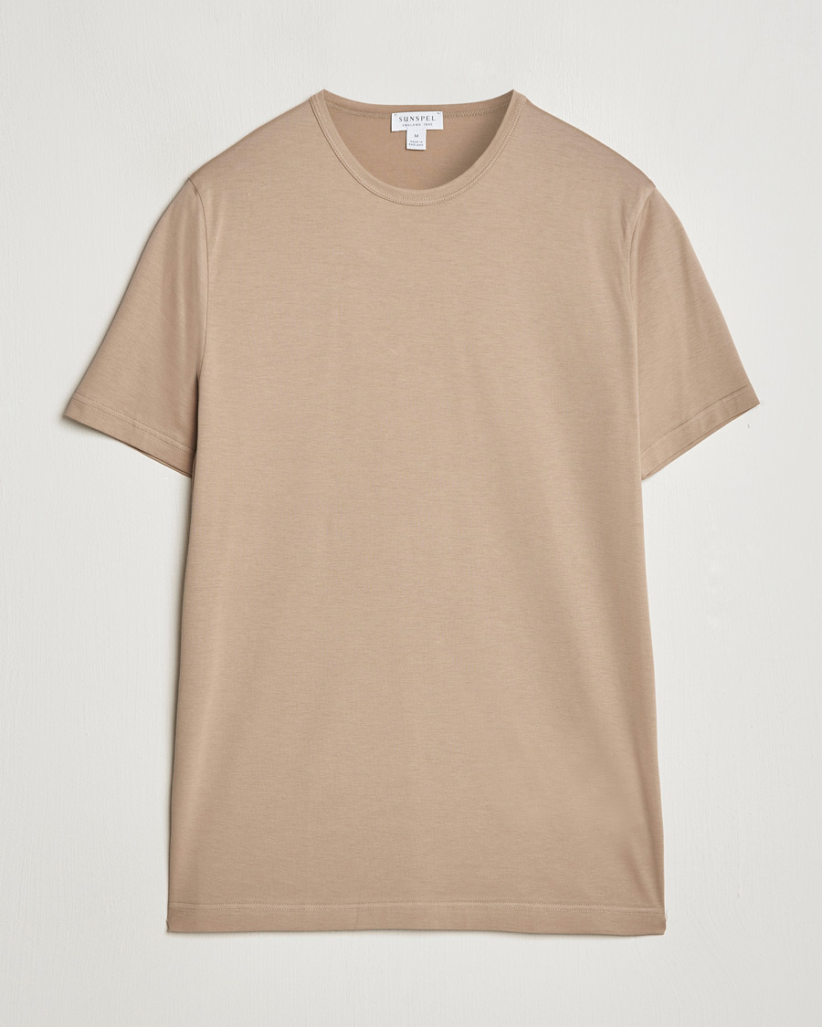 Mies | T-paidat | Sunspel | Crew Neck Q82 Cotton T-Shirt Sandstone