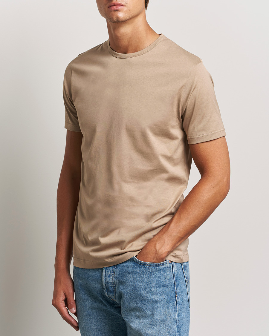 Mies | T-paidat | Sunspel | Crew Neck Q82 Cotton T-Shirt Sandstone