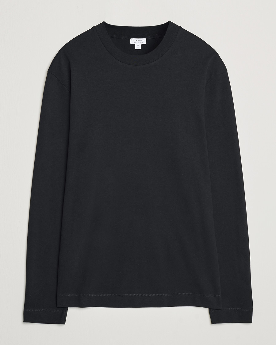 Mies | T-paidat | Sunspel | Heavy Weight Supima Cotton Long Sleeve T-Shirt Black